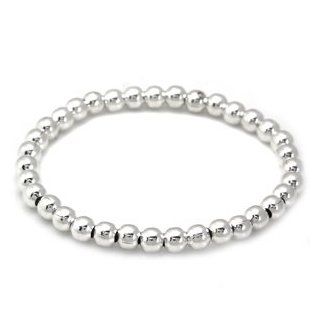 Graduated 6MM 925 Sterling Silver Bead Ball Bracelet 7.5&#34 Size 7 Jewelry