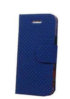 HJX Iphone 4 4S Woven Pattern With Stand Magnetic Flap with Credit Card Slots Protective Leather Case Skin Back Cover Shield for Apple iPhone 4 4S Dark Blue Cell Phones & Accessories