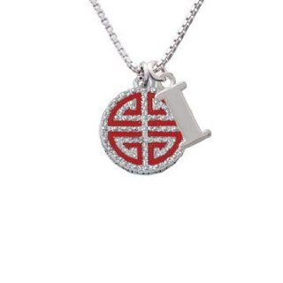 Red Chinese Blessing Initial I Charm Necklace Pendant Necklaces Jewelry