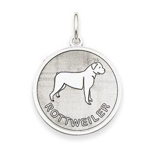 14k Gold White Gold Polished Engraveable Rottweiler Disc Charm Jewelry