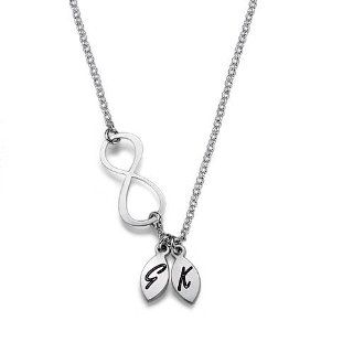 Silver Infinity Sign Necklace with Initials Jewelry
