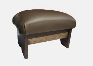 Padded Foot Stool Chocolate Ganache Leather 9" Tall Maple Stain (Made in the USA)   Footstools