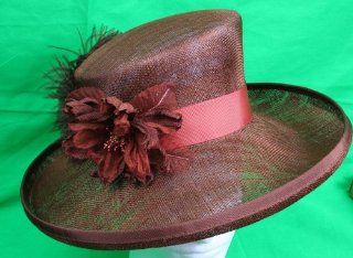 Cinnamay Women's Hat with Ribbon, Flower and Feather   Russet Brown  Horse Driving Equipment  Sports & Outdoors