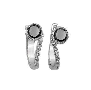 1/2 Ct Black Daimond and White Diamond Hoop Earrings in 14k Gold   Wedding/Anniversary/Birthday Gifts Jewelry