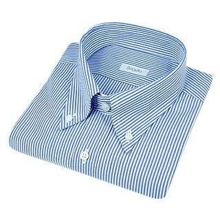 Bagutta Blue & White Striped Button Down Cotton Italian Dress Shirt 16 36 at  Men�s Clothing store
