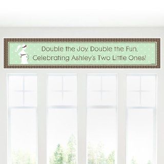 Banner   Mommy Silhouette It's Twin Babies   Personalized Baby Shower Banner Toys & Games