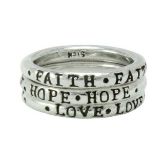 Christian Women's 0.925 Sterling Silver Abstinence Stack able Faith Hope Love Chastity Purity Ring for Girls Jewelry