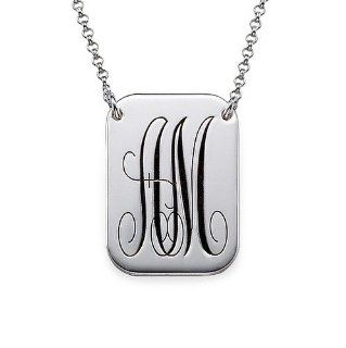 Monogrammed Dog Tag Necklace in Silver Jewelry Products Jewelry
