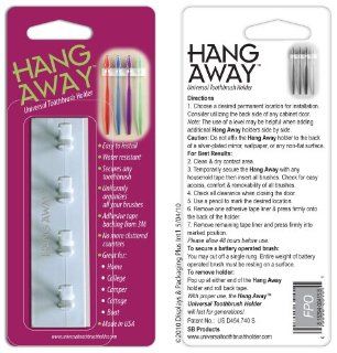 HANG AWAY (with flex grip opening) Universal Toothbrush Holder (WHITE) 3M tape backing. Also available in (Glow In The Dark #B003YIEE) & (Black #B00COYGX88).   Toothbrush Holder Wall Mounted