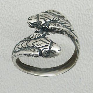 Sterling Silver Two Headed Snake RingMade in America The Silver Dragon Jewelry