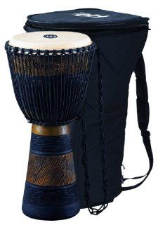 Meinl Percussion ADJ3 L+BAG African Style Rope Tuned 12 Inch Wood Djembe with Bag, Brown/Black Musical Instruments