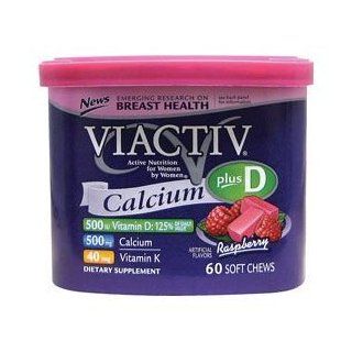 Viactiv Calcium Soft Chews, Raspberry, with Vitamin D and K, 60 Chews (Pack of 2) Health & Personal Care