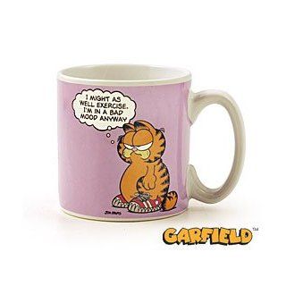 Garfield The Cat Coffee Mug/Cup Classic "I Might As Well Exercise, I'm In A Bad Mood Anyway" Great Collectible Mug Kitchen & Dining