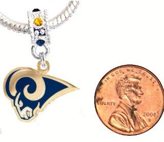 St. Louis Rams Charm with Connector Will Fit Pandora, Troll, Biagi and More. Can Also Be Worn As a Pendant  Sports Fan Necklaces  Sports & Outdoors