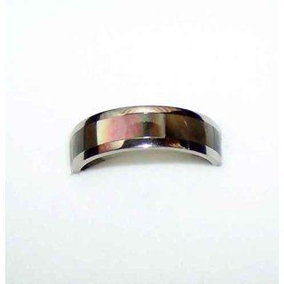 Titanium Mother of Pearl 6mm Wedding Band Ring Size 6 13 Jewelry