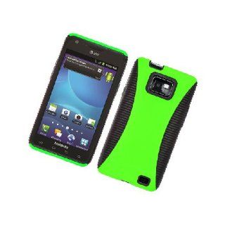 Samsung Galaxy S2 S II AT&T i777 Attain i9100 Black Green Hard Soft Gel Dual Layer Cover Case Cell Phones & Accessories