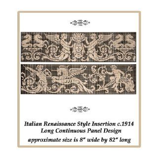 1914 Filet Lace Chart Pack Italian Renaissance Style Long Insertion Finished design measures approximately 8" wide by 82" in length Le Filet ANcien Books