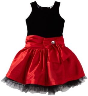 So La Vita Girls 2 6x Big Taffeta Bow Dress, Black/Red, 3T Clothing