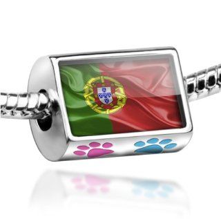 Neonblond Bead Dog/Cat Paw "Portugal 3D Flag"   Fits Pandora charm Bracelet Jewelry