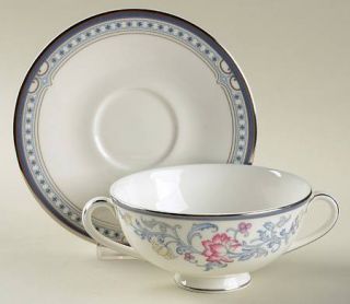 Royal Doulton Canterbury Footed Cream Soup Bowl & Saucer Set, Fine China Dinnerw