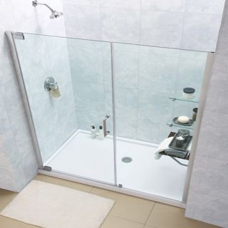 Dreamline DL6206L04CL Frameless Shower Door, 36 by 60 Elegance Pivot amp; SlimLine Single Threshold Base Left Hand Drain