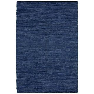Hand woven Matador Blue Leather Rug (10 X 14)