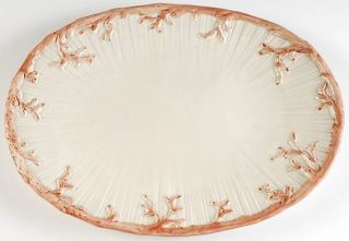 Fitz & Floyd Oceana (Pink Coral Edge) 18 Oval Serving Platter, Fine China Dinne