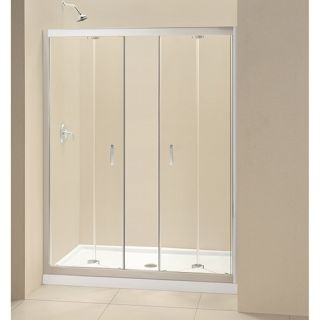 Dreamline DL6211C01CL Frameless Shower Door, 34 by 60 Butterfly BiFold amp; SlimLine Single Threshold Base Center Drain