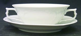 Rosenthal   Continental Sanssouci White Flat Cream Soup Bowl & Saucer Set, Fine