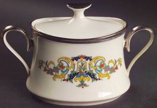 Lenox China Fair Lady Sugar Bowl & Lid, Fine China Dinnerware   Scrolls, Multico