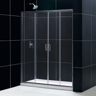 Dreamline DL6961R04CL Frameless Shower Door, 32 by 60 Visions Sliding amp; SlimLine Single Threshold Base Right Hand Drain