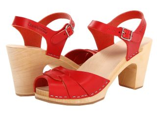 Swedish Hasbeens Peep Toe Super High Womens Sandals (Red)