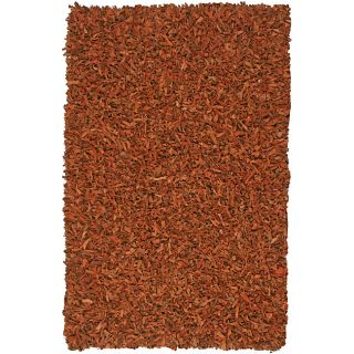 Hand Tied Pelle Copper Leather Shag Rug (8 X 10)