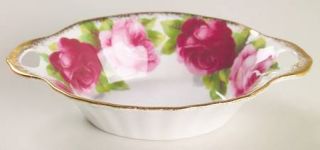 Royal Albert Old English Rose (Brushed Gold Trim) Oval Sweet Meat Dish, Fine Chi