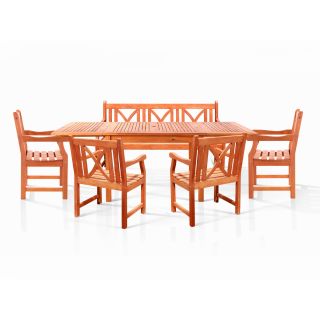 Bana Dining Set With Large Rectangular Table, 3 seater Bench And 4 Armchairs