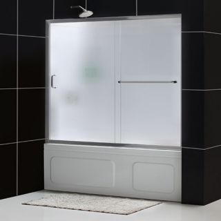 Dreamline SHDR096058004FR Bathtub Shower Door, 56 to 60 InfinityZ Frameless Sliding, Frosted 1/4 Glass Brushed Nickel