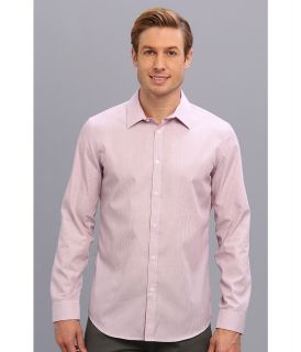 Calvin Klein YD Varigated Stripe Poplin Collar Mens Long Sleeve Button Up (Pink)