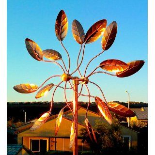 Stanwood Wind Sculpture Kinetic Copper Wind Sculpture, Dual Spinner Spinning Ficus Leaves  Wind Bells  Patio, Lawn & Garden