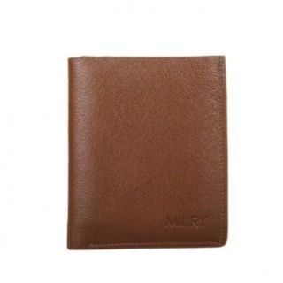 Milry Mens Vertical Brown Leather Wallet Bifold at  Mens Clothing store