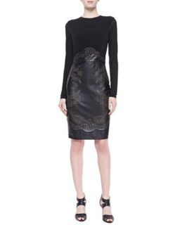 LAgence Leather/Jersey Combo Dress