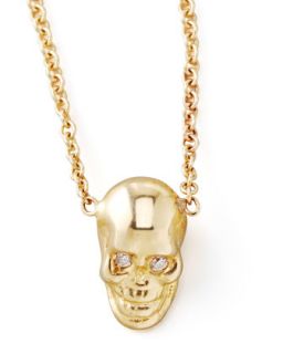 Zoe Chicco Yellow Gold Skull Pendant Necklace