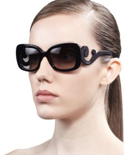 Prada Curved Temple Sunglasses, Black