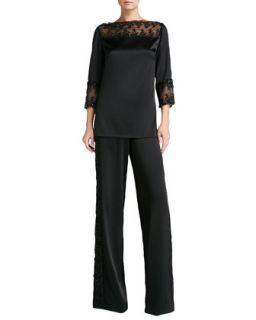 XCVI Arielle Long Lace Drape Vest, Suki Slub 3/4 Sleeve Top & Agate Wide Leg Pants