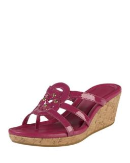 Cole Haan Shayla Patent Thong Wedge Sandal, Raspberry