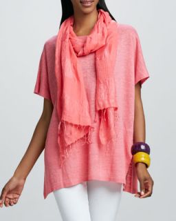 Eileen Fisher Short Sleeve Tunic & Picnic Wrap Scarf