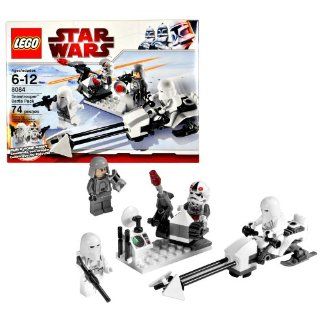 Lego Year 2010 Star Wars Movie Series "The Empire Strikes Back" Set # 8084   SNOWTROOPER Battle Pack with Battle Station, Imperial Speeder Bike, 2 Snowtroopers, 1 Imperial Officer and 1 AT AT Driver with New Helmet Minifigures (Total Pieces 74)
