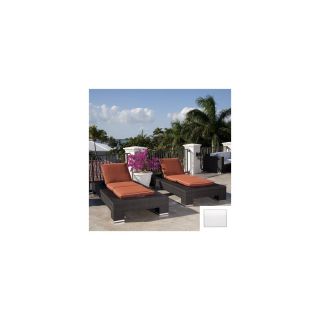 Source Outdoor Set of 2 King Aluminum Patio Chaise Lounges with White Cushions