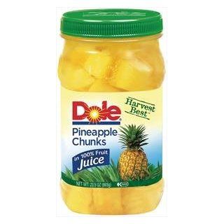 Dole Harvest Best Fruit in 100% Fruit Juice 23.5oz Jar (Pack of 4) Choose Flavor Below (Pineapple Chunks)  Grocery & Gourmet Food