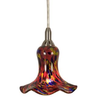 Checkolite International Art Glass 6 in W Brushed Nickel Mini Pendant Light with Textured Shade