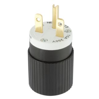 Hubbell 15 Amp 250 Volt Black/White 3 Wire Grounding Plug